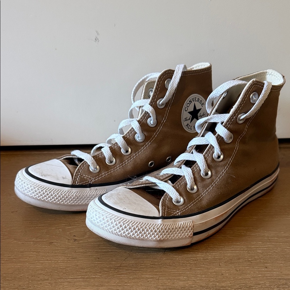 Converse High Top Sneakers in Brown with White Accents